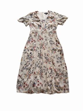 Chris Mclaughlin Floral Cream V-Neck Midi Dress